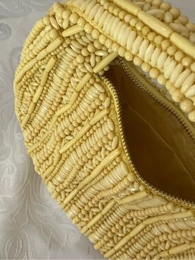 T.J.Maxx Pale Yellow Beaded Wristlet Clutch